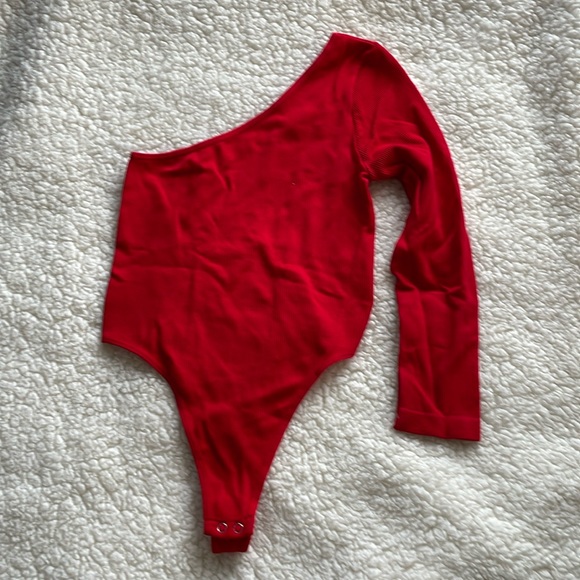 Ribbed bodysuit red size S/M thong one arm - Picture 1 of 5